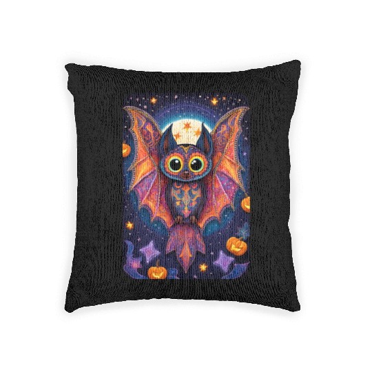 Halloween Cute Bat Alebrije Woven Pillows