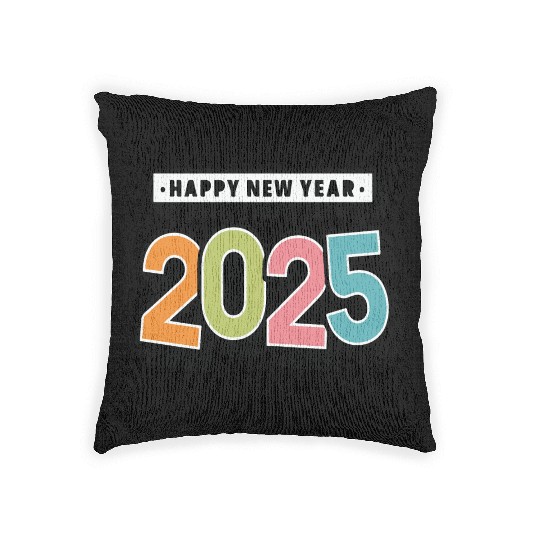 Colorful Happy New Year 2025 Woven Pillows