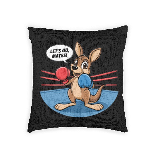 The kangaroo is in a boxing pose Woven Pillows