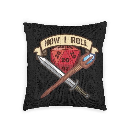 RPG Gaming How I Roll Adventure Magic Dungeon Woven Pillows