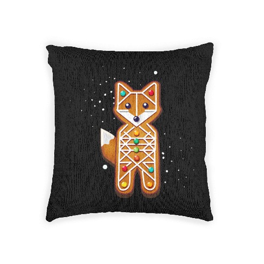 Fox gingerbread style - creative Christmas motif Woven Pillows
