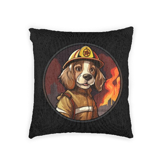 Dogs Firefighter Woven Pillows