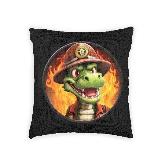 Crocodile Firefighter Woven Pillows