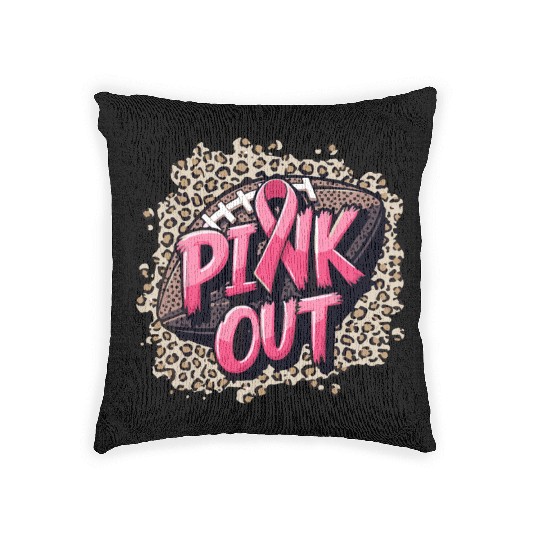Pink Out Breast Cancer Football Coquette Bow Mom Woven Pillows
