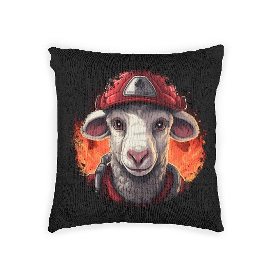 Sheep Firefighter Woven Pillows