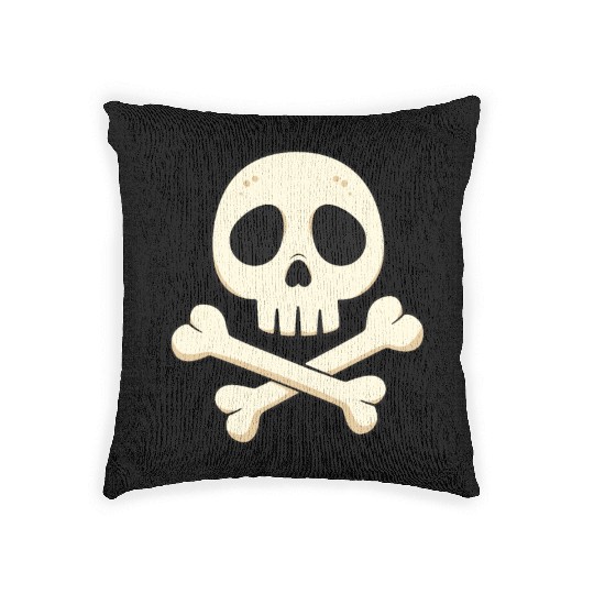 Cartoon skull and crossbones Woven Pillows