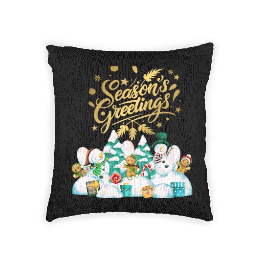 Seasons greetings with friends Woven Pillows