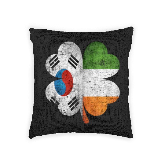 Korean Irish Shamrock South Korea Ireland Flag Woven Pillows