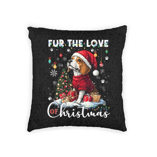 Beagle Christmas Tree Lights Decorations Dog Lover Woven Pillows