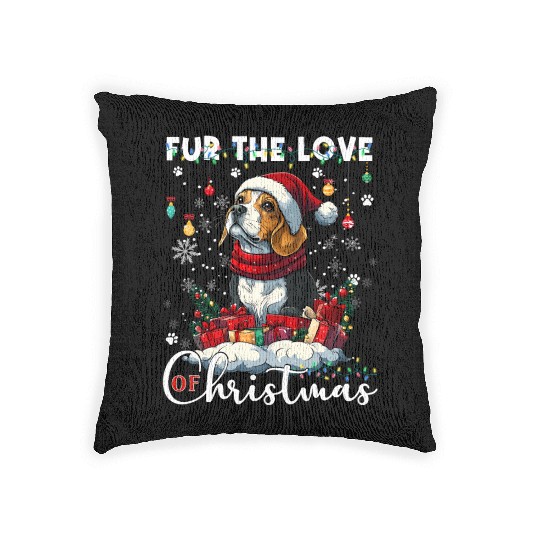 Beagle Christmas Tree Lights Decorations Dog Lover Woven Pillows