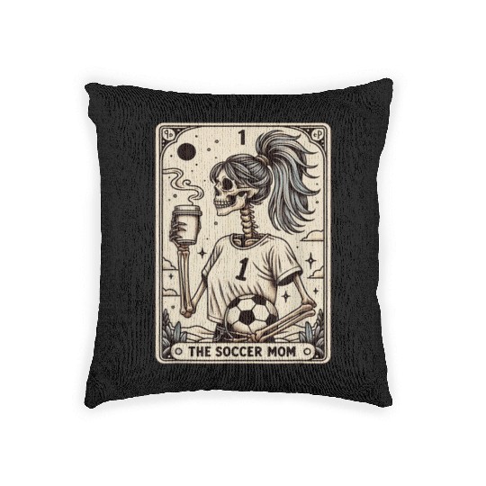 Soccer Mom Tarot Card Vintage Halloween Woven Pillows