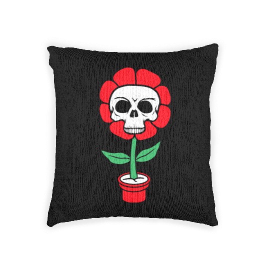 Evil Skull Flower Horror Halloween Skeleton Head Woven Pillows