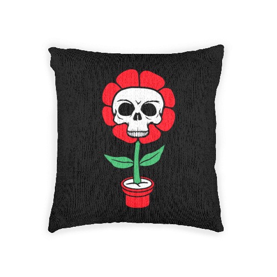 Evil Skull Flower Horror Halloween Skeleton Head Woven Pillows