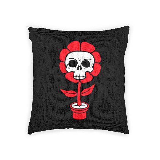 Evil Skull Flower Horror Halloween Skeleton Head Woven Pillows