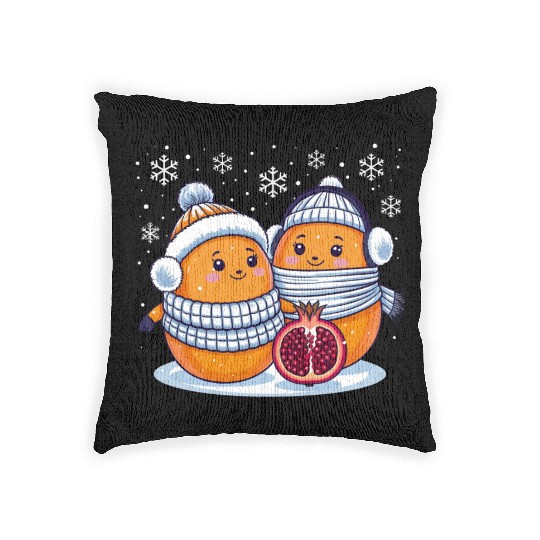 Cozy Winter Fruits: Oranges & Pomegranate Woven Pillows