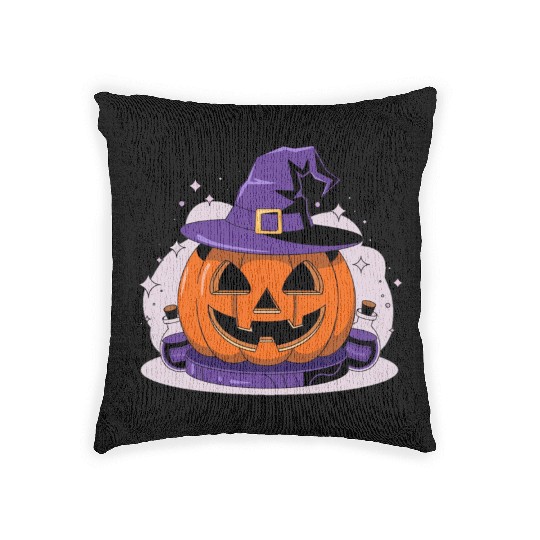 Witchy Jack-O'-Lantern Woven Pillows