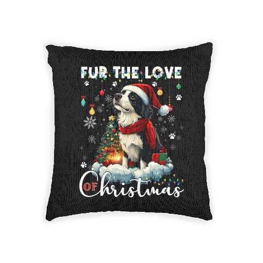 Border Collie Christmas Tree Decorations Dog Lover Woven Pillows