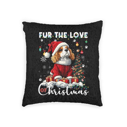 Cavalier King Charles Spaniel Christmas Tree Dog Woven Pillows