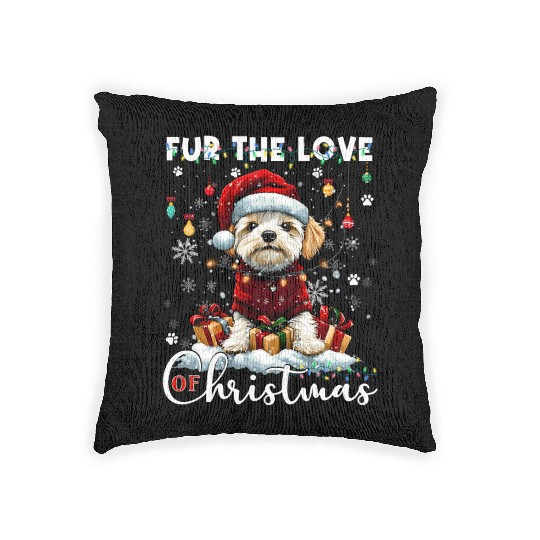 Havanese Christmas Tree Lights Decorations Dog Woven Pillows