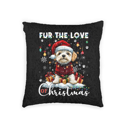 Havanese Christmas Tree Lights Decorations Dog Woven Pillows