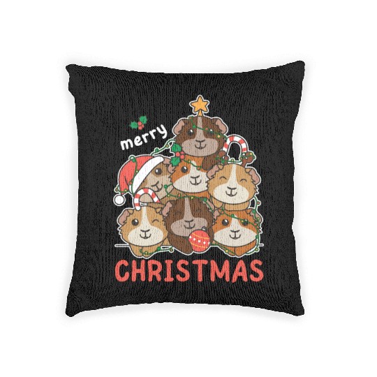Guinea Pig Christmas Tree Merry Christmas Woven Pillows