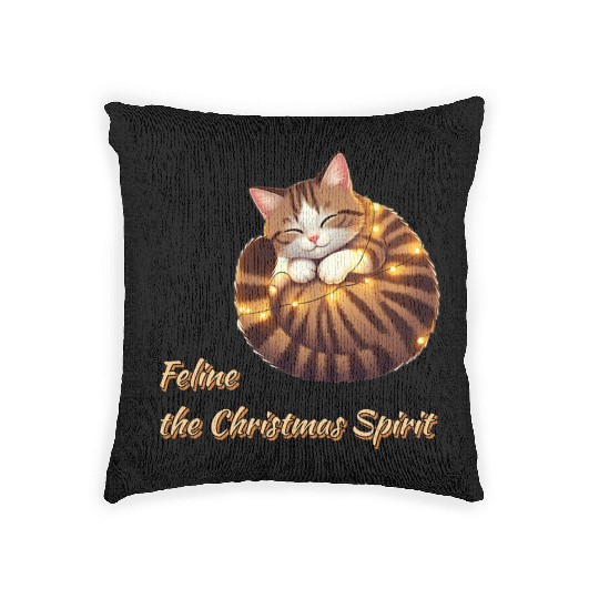 Feline Christmas Spirit Woven Pillows