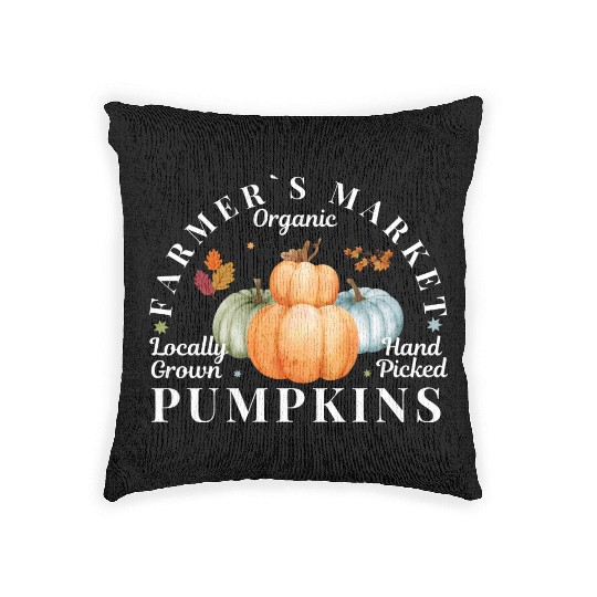 Farmers Market Organic Locally Grown Pumpkins Woven Pillows