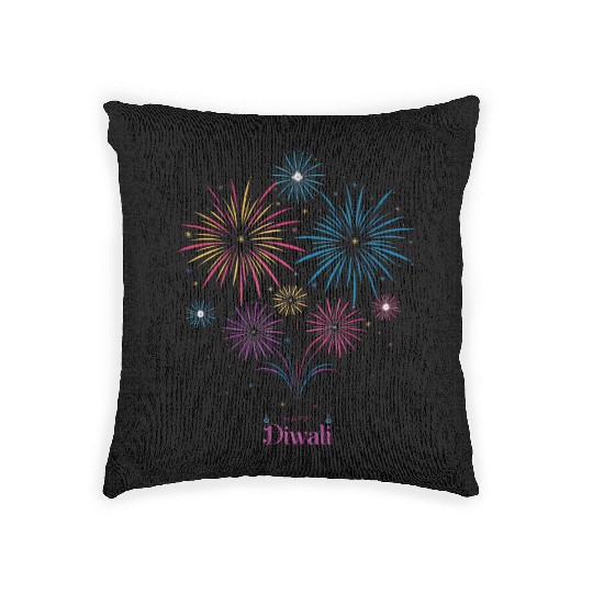 Joyous Fireworks for Diwali Festival Woven Pillows