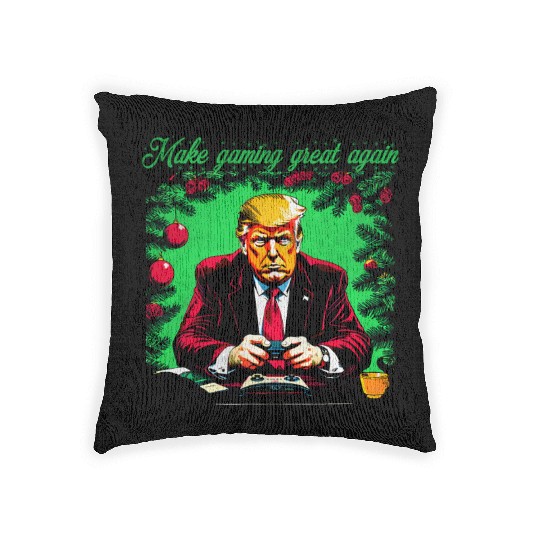 Make gaming great again Trump Christmas Woven Pillows