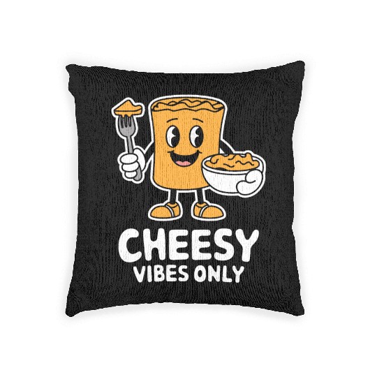 Cheesy Vibes Only Cartoon Delight Woven Pillows
