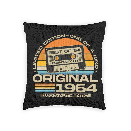 Vintage 1964 Retro 60th Birthday Gift Woven Pillows