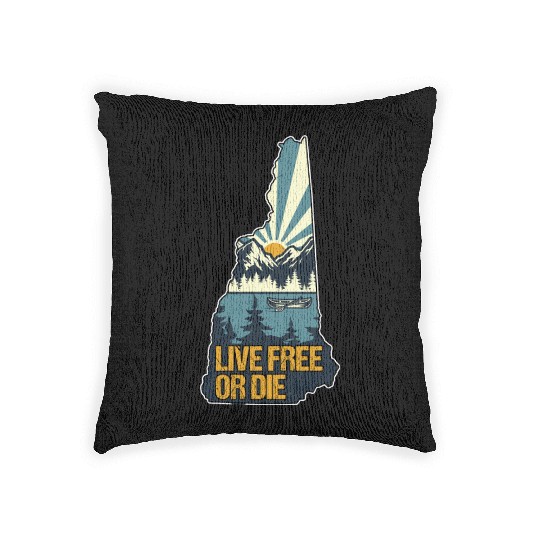 Live Free or Die Retro New Hampshire Nature Woven Pillows