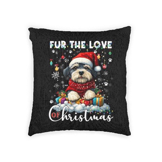 Shih Tzu Christmas Tree Lights Decorations Dog Woven Pillows