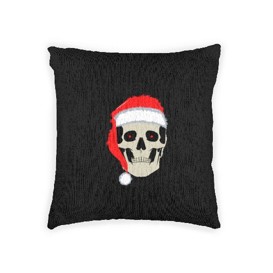 Naughty List No Regrets Santa Skull Woven Pillows