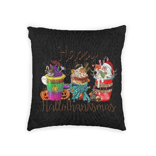 Happy Hallothanksmas Woven Pillows