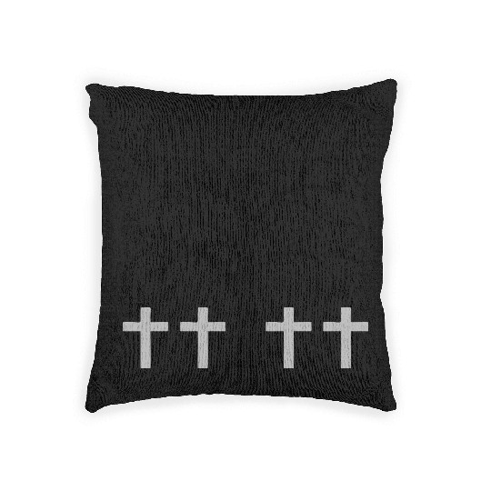 Tree Bald Winter Autumn Crosses Halloween Cemetery Woven Pillows