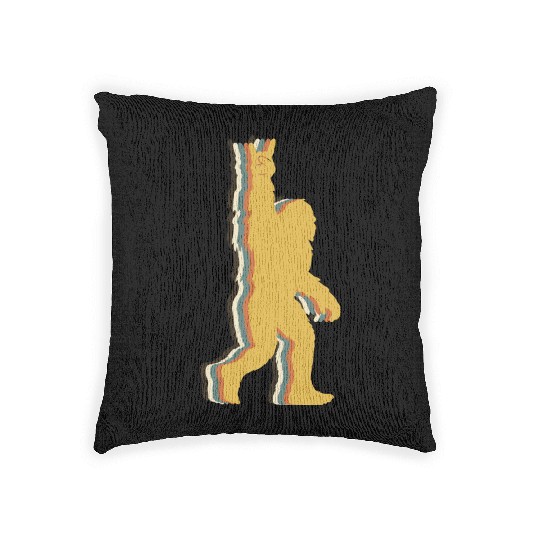 Bigfoot rock on rock lovers sasquatch fans Woven Pillows