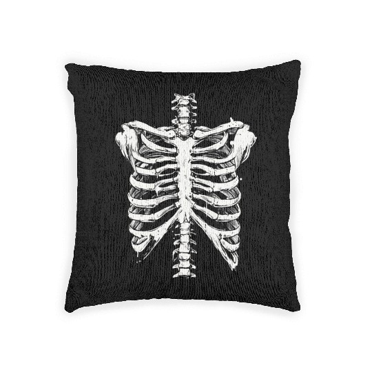 skeleton rib cage spooky halloween Woven Pillows