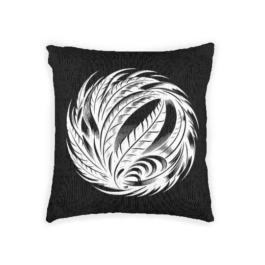 Spiritual Bird Feather Ball Meditation Symbol Woven Pillows
