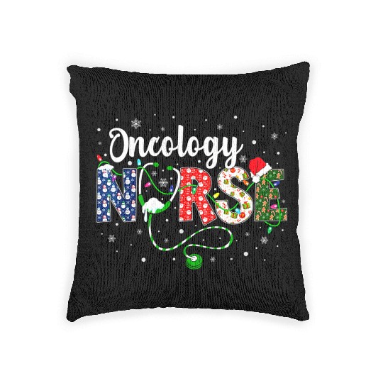 Oncology Nurse Xmas Santa Hat Nurse Christmas Woven Pillows