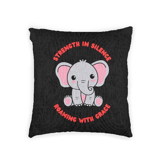 Silent Grief: The Mourning Elephant Woven Pillows