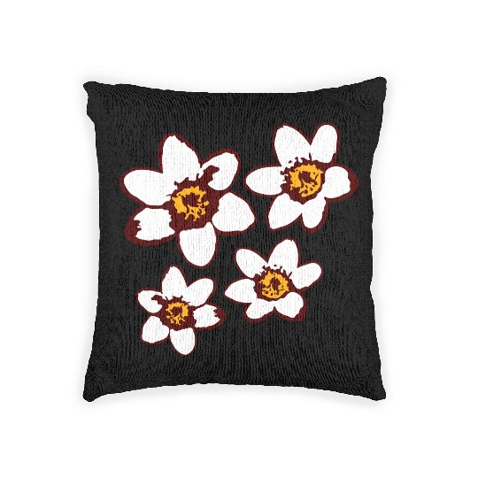 Beautiful White Daisies Flowers Spring Summer Fun Woven Pillows