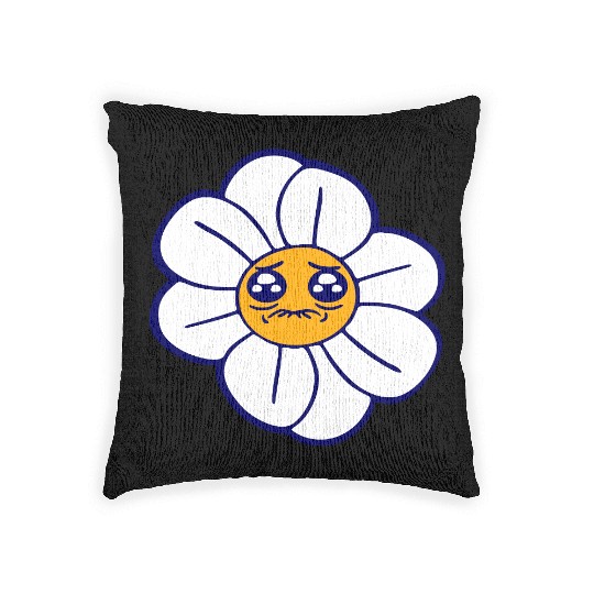 Sweet Flower Sad Face Weeping Spring Summer Crying Woven Pillows