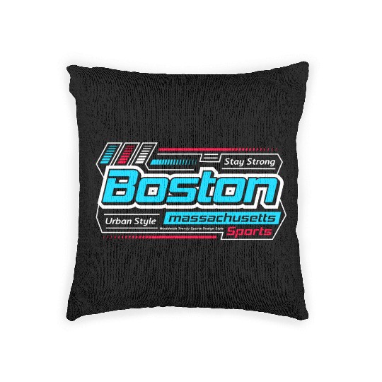 Stay Strong Boston Massachusetts Design Modern Woven Pillows