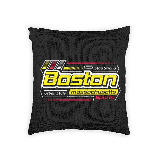 Stay Strong Boston Massachusetts City Woven Pillows