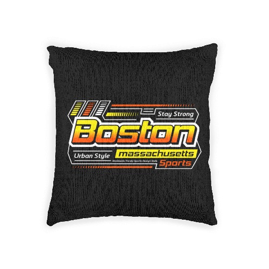 Stay Strong Boston Massachusetts Design Modern Woven Pillows