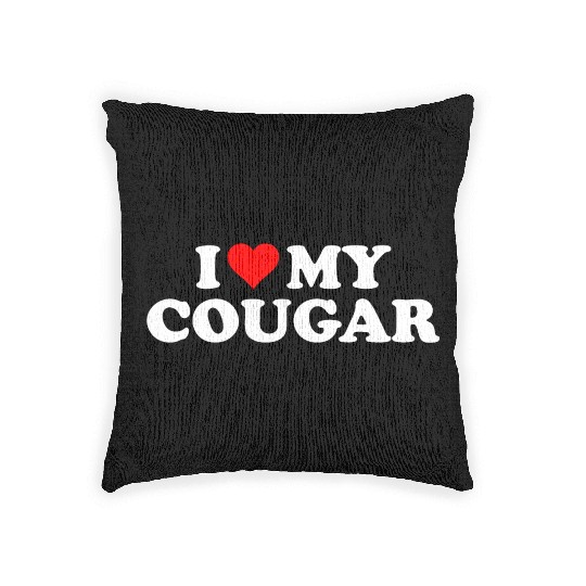 I Love Cougars Cougar Humor Valentine's Day 3BK1 Woven Pillows