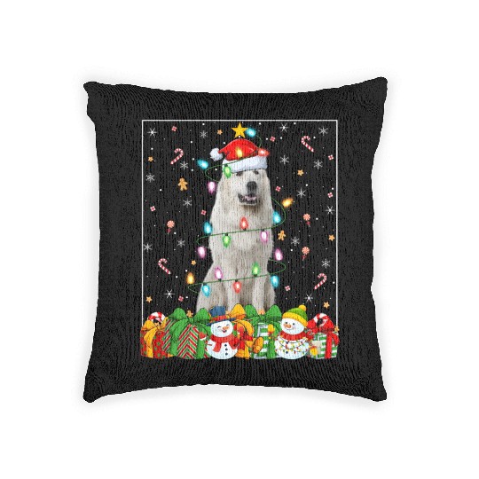 Great Pyrenees Dog Christmas Lights Woven Pillows