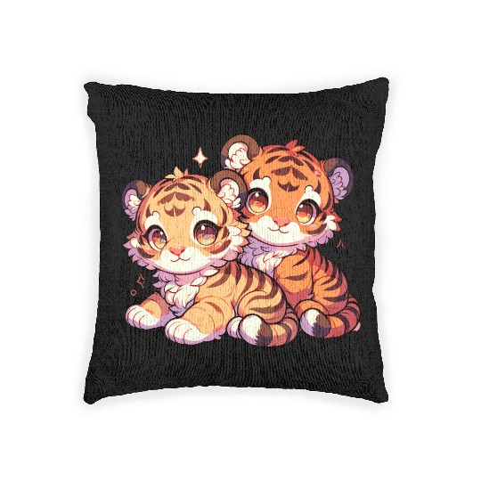 Adorable Baby Tiger Cubs Artwork - Cute and Woven Pillows