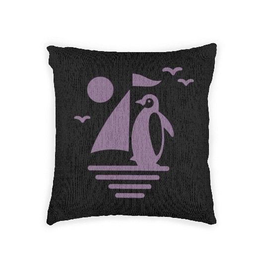 Penguin Sailboat Silhouette Minimalist Woven Pillows